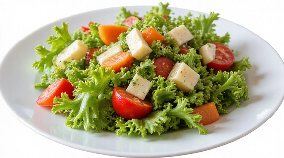 Plato colorido de ensalada fresca y saludable.